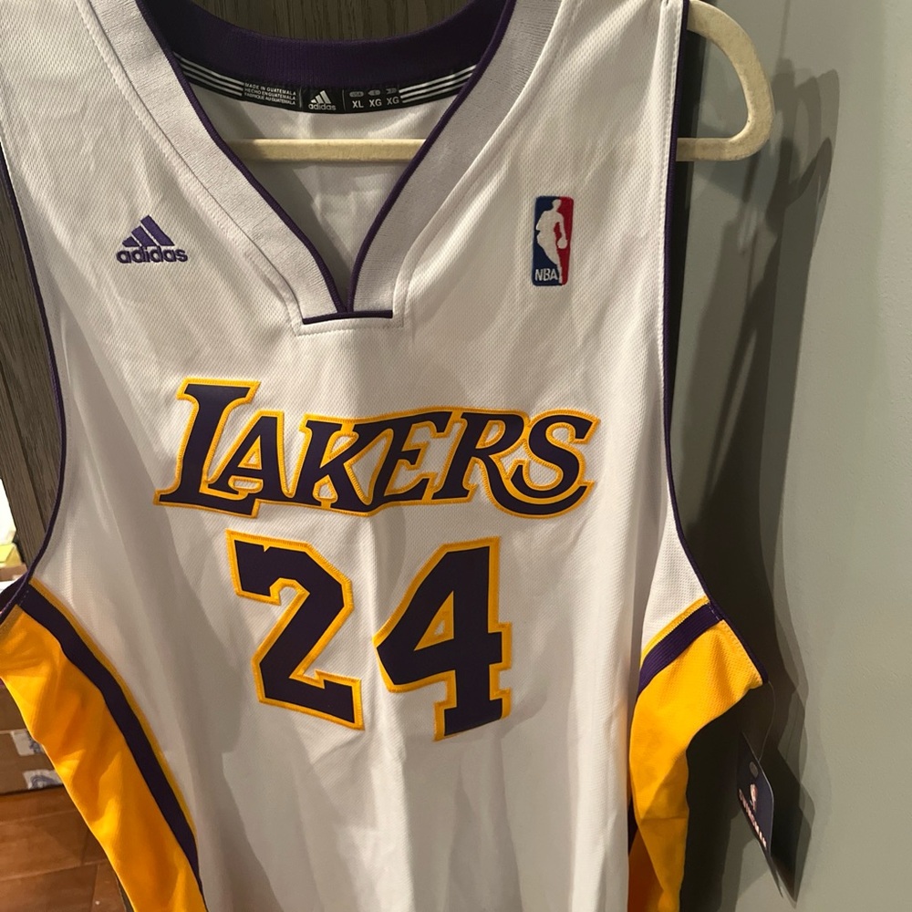 Rare Adidas Lakers Bryant Purple and White Jersey